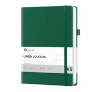 Lonely Oak Cuaderno de Diario de Rayas para Escribir - Diario de Viajes A5 con Papel Sin Ácido de 120 GSM - Portada Rígida de Cuero y Bolsillo Interno - 21,3 cm x 14,6 cm(Verde)