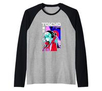 Lonely Tokyo Nights Anime Girl Vaporwave Camiseta Manga Raglan