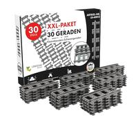 LONESTAR Bloques de sujeción I XXL Pack I 30 Rectos I Bloques de construcción Juego de rieles City I Gris I Compatible con los líderes del mercado