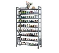 LONEU 9 Niveles Zapatero de Pie para Entrada con Ruedas, Zapateros de Bambú DIY 27-45 Pares de Zapatos de Almacenamiento de pie Zapatero para Sala de Estar, vestidor y Pasillo(Color:B,Size:50CM)