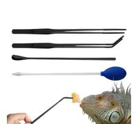 Long Aquarium Tweezers, 4-Piece Aquarium Feeding Set with Rubber Tip, Professional Reptile Terrarium Tools, 10.63x0.39x0.39 Inches Precision Aquatic Plant and Fish Tank Accessories