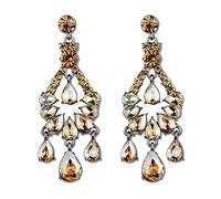 Long Art Deco - Pendientes de estilo vintage antiguo retro con diseño de miel de citrino y topacio de color ámbar