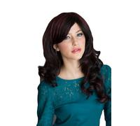 Long Black, Curled Ladies Wig With Red Highlights: Ruby 240g by Annabelles Wigs