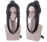 Long Black Straight Men Cosplay Wig Ancient Antique Black Beauty Tip Shape Heat-Resistant Rose Net