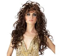 Long Brown Curly Seduction Wig Fancy Dress Sexy 1980s Ladies Costume Accessory (disfraz)
