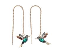 Long Chain Drop Earrings, Hummingbird Wing Threader Earring, 9cm Pull Through Earrings with Dangle Design, Elegant Alloy Jewelry Accessory, Pendant Earring with Nature Style, Fashion Jewelry for Women