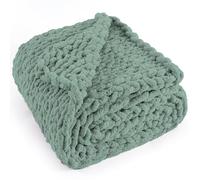 LONG CREATE Manta de Punto Grueso de 50 x 60 Pulgadas, 100% Hecha a Mano con Hilo de felpilla Suave, Manta de Punto Trenzado de 4.4 Libras de Grosor, Manta de Ganchillo con Nudo de Cuerda Grande para