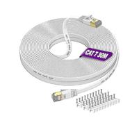 Long Ethernet Cable 30m, Cat 7 High Speed Flat Internet Cable 30 Meters Network Cable White 10gbps 600mhz Rj45 Cable 100ft Shielded Lan Patch Cable Fo