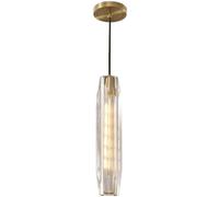 Long Glass Pendant Light - Clear Crystal Industrial Chandelier for Kitchen Island, Vintage Farmhouse Hanging Lamp for Dining Room, Bedroom, and Bathroom