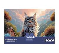 Long-Haired Kitten 1000 Pcs Cartón Fuerte Rompecabezas Maine Coon Kitten Liberador De Estrés Juego Creativo Puzzle para Adultos Y Niños 38x26cm/1000pcs