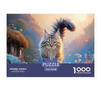 Long-Haired Kitten 1000 Piezas Cartón Fuerte Rompecabezas Maine Coon Kitten Liberador De Estrés Juego Creativo Puzzle Juego De Desafío Difícil 52x38cm/1000pcs