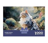Long-Haired Kitten Full-Body Portrait 1000 Pcs Ökopapier Puzzle Shining Cat Lebendige Bilder Kreatives Spiel Puzzles Als Geburtstagsgeschenke 70x50cm/1000pcs