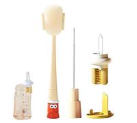 Long Handle Bottle Brush for Washing - Versátil 5 en 1 - Kit de herramientas de esponja flexible, Extended Reach Scraper for Narrow Openings and Delicado Superficies | Daily Kitchen Household School