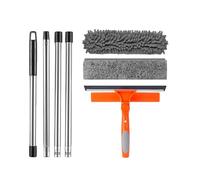 Long Handle High Ceiling Duster, Extendable Window Squeegee and Cobweb Remover Cleaning Tool, Heavy Duty Indoor Outdoor Dusting Brush for Glass, Furniture, Roof, Ceiling Corners and Home Maintenance