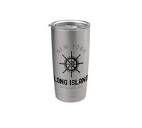 Long Island New York Vintage LI NY Rueda de barco Est.1640 Vaso térmico de acero inoxidable de doble pared