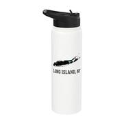 Long Island NY Souvenir Nativo Long Islander Mapa NYC Stainless Steel Insulated Water Bottle