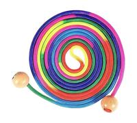 Long Jump Rope For Kids, Adjustable Groups Ropes Skipping With Wooden Handle, Multiplayer Rainbow Jumping Rope Fors Outdoor, 16.4 Ft Ajustable Skipping Toy For Sports Playground School Activities