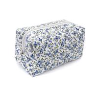 Long Keeper Bolsa De con Floral Trousse Maquillage Petite Femme Maquillage De Sac Portable Trousse De Toilette Voyage (Azul)