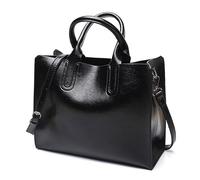 Long Keeper Bolso Mano Piel Mujer Moda Bolso Tote Bandolera Cuero PU Bolso de Hombro con Asa Superior Casual Bolso Tous Mujer Bolso Shopper con Cremallera (Negro -)