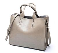 Long Keeper Bolso Mano Piel Mujer Moda Bolso Tote Bandolera Cuero PU Bolso de Hombro con Asa Superior Casual Bolso Tous Mujer Bolso Shopper con Cremallera (Gris)