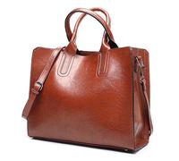 Long Keeper Bolso Mano Piel Mujer Moda Bolso Tote Bandolera Cuero PU Bolso de Hombro con Asa Superior Casual Bolso Tous Mujer Bolso Shopper con Cremallera (Marrón)