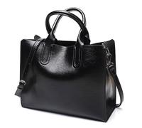 Long Keeper Bolso Mano Piel Mujer Moda Bolso Tote Bandolera Cuero PU Bolso de Hombro con Asa Superior Casual Bolso Tous Mujer Bolso Shopper con Cremallera (Negro)