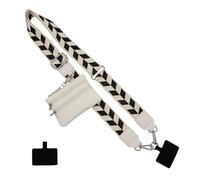 Long Keeper Correa para Teléfono con Bolsa Cremallera, Cordones Universales Ajustables para Teléfono, Cordón Cuello para Teléfono, Correa para Bolsos Ancha de Repuesto para Bandolera (Hojas Beige)