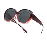 Long Keeper Cubre Gafas de Sol para Mujer y Hombre - Cuadradas Polarizadas Sobre Gafas Ligeras para Conducir y Viajar (Rojo Degradado Montura - Lente Gris Oscuro)