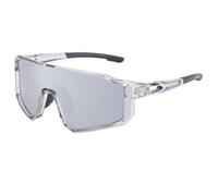 Long Keeper Gafas Ciclismo Mujer Hombre Gafas Bicicleta MTB Deportivas Ligeras Gafas de Sol Deportivas Protección UV400 para Pesca Running Senderismo (Montura Gris Claro - Lente Espejo Plata)
