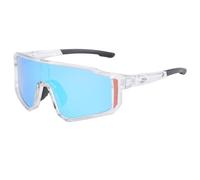 Long Keeper Gafas Ciclismo Mujer Hombre Gafas Bicicleta MTB Deportivas Ligeras Gafas de Sol Deportivas Protección UV400 para Pesca Running Senderismo (Montura Transparente - Lente Espejo Azul)