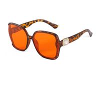 Long Keeper Gafas de bloqueo de luz azul para mujer, lentes naranjas de gran tamaño para pantallas, TV, juegos, anteojos cuadrados de cristal para computadora para un mejor sueño, leopardo, Talla