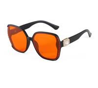 Long Keeper Gafas de bloqueo de luz azul para mujer, lentes naranjas de gran tamaño para pantallas, TV, juegos, anteojos cuadrados de cristal para computadora para un mejor sueño, Black, Talla única