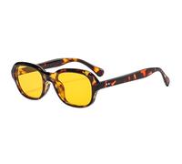Long Keeper Gafas de Sol Cuadradas Retro para Mujer Hombre Gafas de Sol Rectangulares Vintage Gafas Cuadradas de Conducción Protección UV400, 51MM (Montura Leopardo - Lente Naranja)