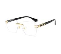 Long Keeper Gafas De Sol Cuadradas Sin Montura para Hombre Mujer Retro Gafas De Sol Hexagonales Gafas Rectangulares Vintage Protección UV400