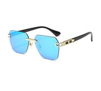 Long Keeper Gafas De Sol Cuadradas Sin Montura para Hombre Mujer Retro Gafas De Sol Hexagonales Gafas Rectangulares Vintage Protección UV400