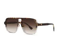 Long Keeper Gafas de Sol Cuadradas Vintage Mujer Hombre Retro Gafas de Sol Piloto con Doble Puente Gafas de Piloto Vintage Años 70 UV400 (Montura Leopardo Transparente - Lente Marrón Degradado)