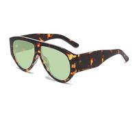 Long Keeper Gafas de Sol de Piloto de Gran Tamaño para Mujer y Hombre, Gafas de Sol Cuadradas Grandes Retro de los años 70, Gafas Planas Vintage, Protección UV400 (Verde Leopardo)