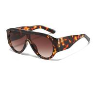 Long Keeper Gafas de Sol de Piloto de Gran Tamaño para Mujer y Hombre, Gafas de Sol Cuadradas Grandes Retro de los años 70, Gafas Planas Vintage, Protección UV400 (Leopardo Gradual Marrón)