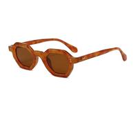 Long Keeper Gafas De Sol Hexagonales Retro Gruesas Hombres Y Mujeres Moda Retro Gafas ProteccióN UV400 Conducir Pescar Al Aire (Café y té)