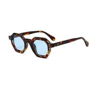 Long Keeper Gafas De Sol Hexagonales Retro Gruesas Hombres Y Mujeres Moda Retro Gafas ProteccióN UV400 Conducir Pescar Al Aire (Azul leopardo)