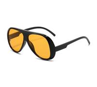 Long Keeper Gafas De Sol Hombre Mujer Retro Gafas De Sol Piloto Moda AnnéEs 90 Gafas Oval Grande ProteccióN UV400 (Nero Giallo)