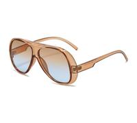 Long Keeper Gafas De Sol Hombre Mujer Retro Gafas De Sol Piloto Moda AnnéEs 90 Gafas Oval Grande ProteccióN UV400 (Trasparente Marrone Sfumato Blu)