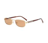 Long Keeper Gafas De Sol Mujer Rectangulares PequeñAs Retro Gafas Cuadradas De Sol Hombre 90s Gafas Cuadradas PequeñO Marco De Metal (Marrón dorado)