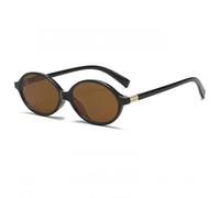 Long Keeper Gafas de Sol Ovaladas Pequeñas Retro Años 90 Gafas de Sol Vintage Ovaladas para Mujer Hombre Gafas Redondas Vintage Protección UV400 (Montura Negro - Lente Marrón)