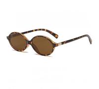Long Keeper Gafas de Sol Ovaladas Pequeñas Retro Años 90 Gafas de Sol Vintage Ovaladas para Mujer Hombre Gafas Redondas Vintage Protección UV400 (Montura Leopardo - Lente Marrón)