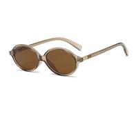 Long Keeper Gafas de Sol Ovaladas Pequeñas Retro Años 90 Gafas de Sol Vintage Ovaladas para Mujer Hombre Gafas Redondas Vintage Protección UV400 (Montura Marrón Claro - Lente Marrón)