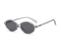 Long Keeper Gafas de Sol Ovaladas Pequeñas Retro Años 90 Gafas de Sol Vintage Ovaladas para Mujer Hombre Gafas Redondas Vintage Protección UV400 (Montura Gris Claro - Lente Gris Oscuro)