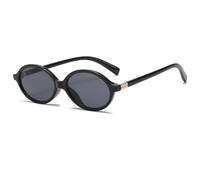 Long Keeper Gafas de Sol Ovaladas Pequeñas Retro Años 90 Gafas de Sol Vintage Ovaladas para Mujer Hombre Gafas Redondas Vintage Protección UV400 (Montura Negro - Lente Gris Oscuro)