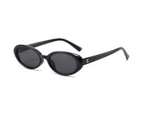 Long Keeper Gafas de Sol Ovaladas Retro Pequeñas Gafas de Sol Mujer Ovaladas Años 90 Vintage Moda Gafas Redondas Retro Protección UV400, 52MM (Negro Montura - Gris Oscuro Lente)