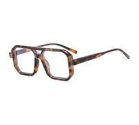 Long Keeper Gafas de Sol Piloto Retro Unisex Adulto, Cuadradas, Vintage de Doble Puente, Protección UV400 (Leopardo Marrón Claro)